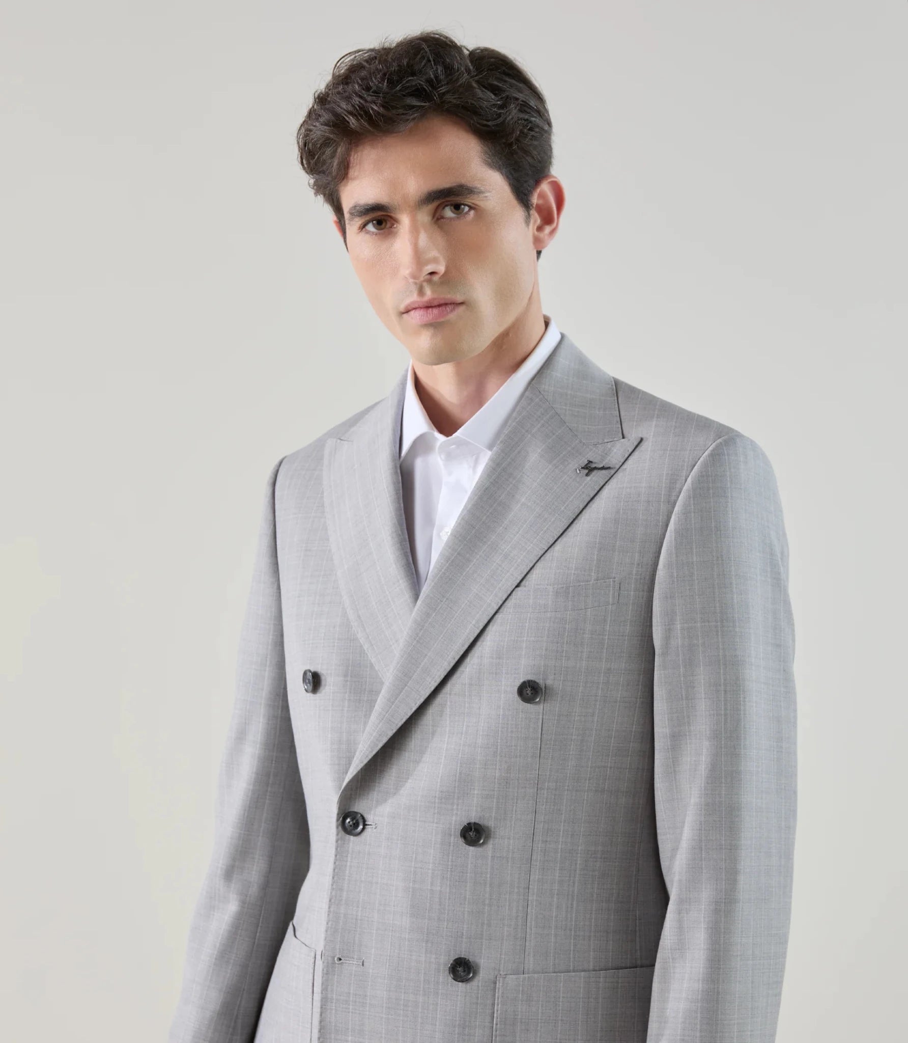 Costume croisé en laine mélangée gris - IZAC