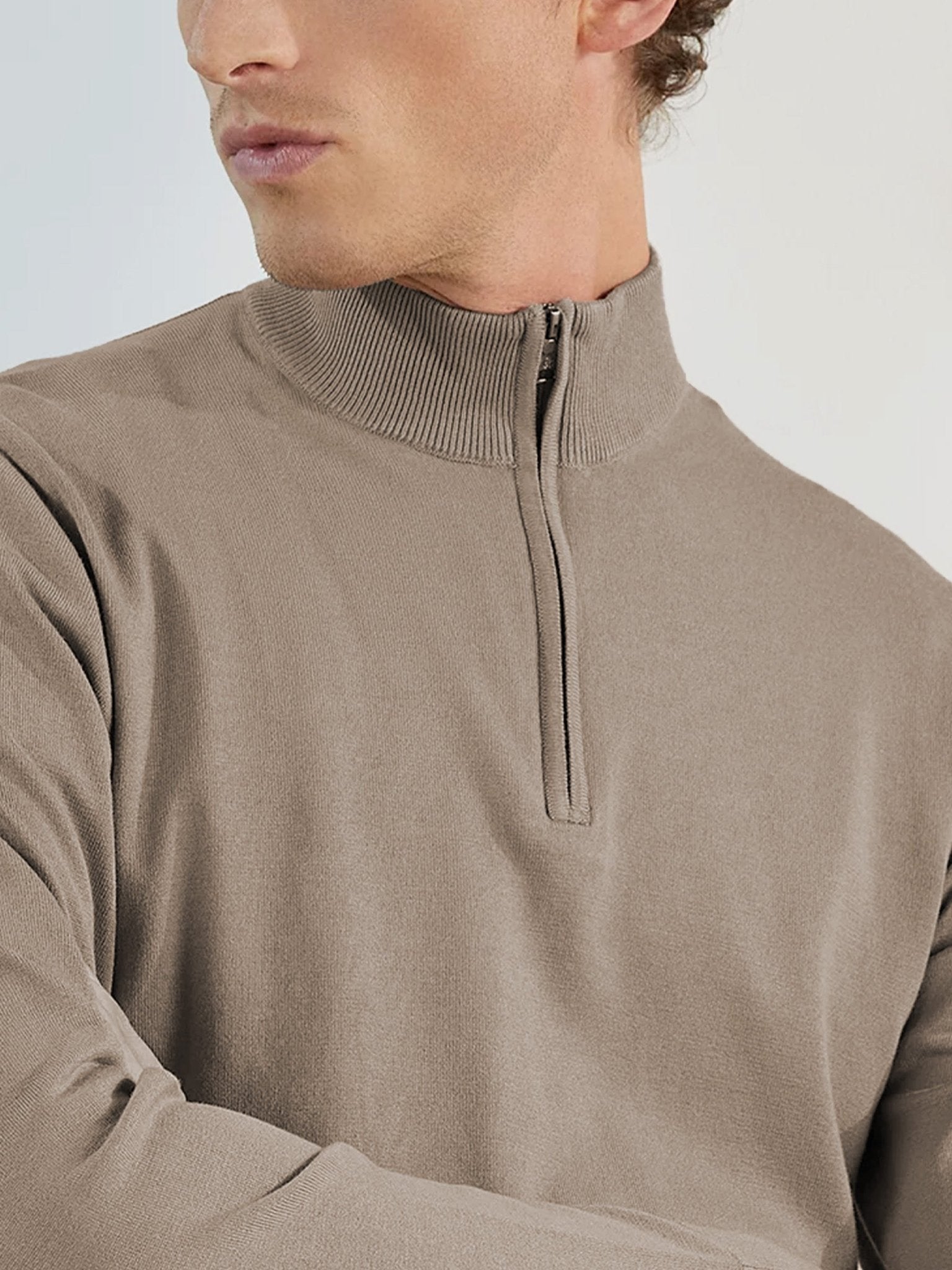 Pull col zip taupe - IZAC