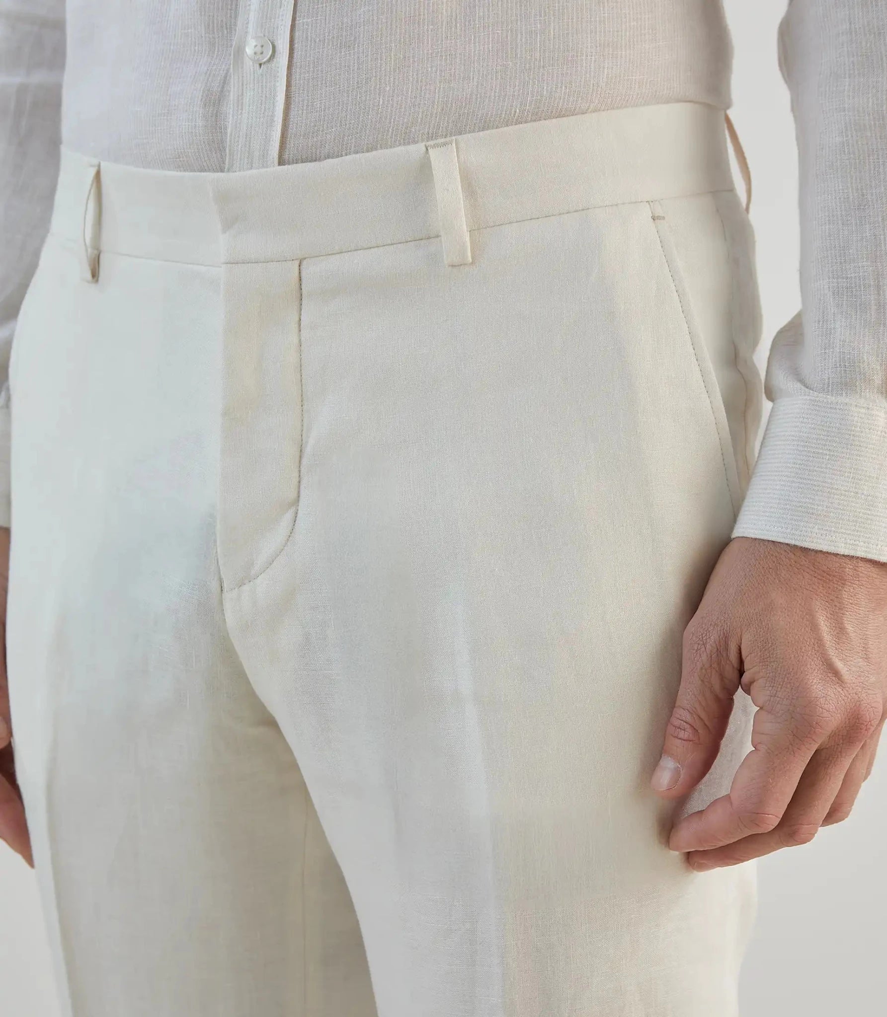 Pantalon ville 100% lin écru - IZAC