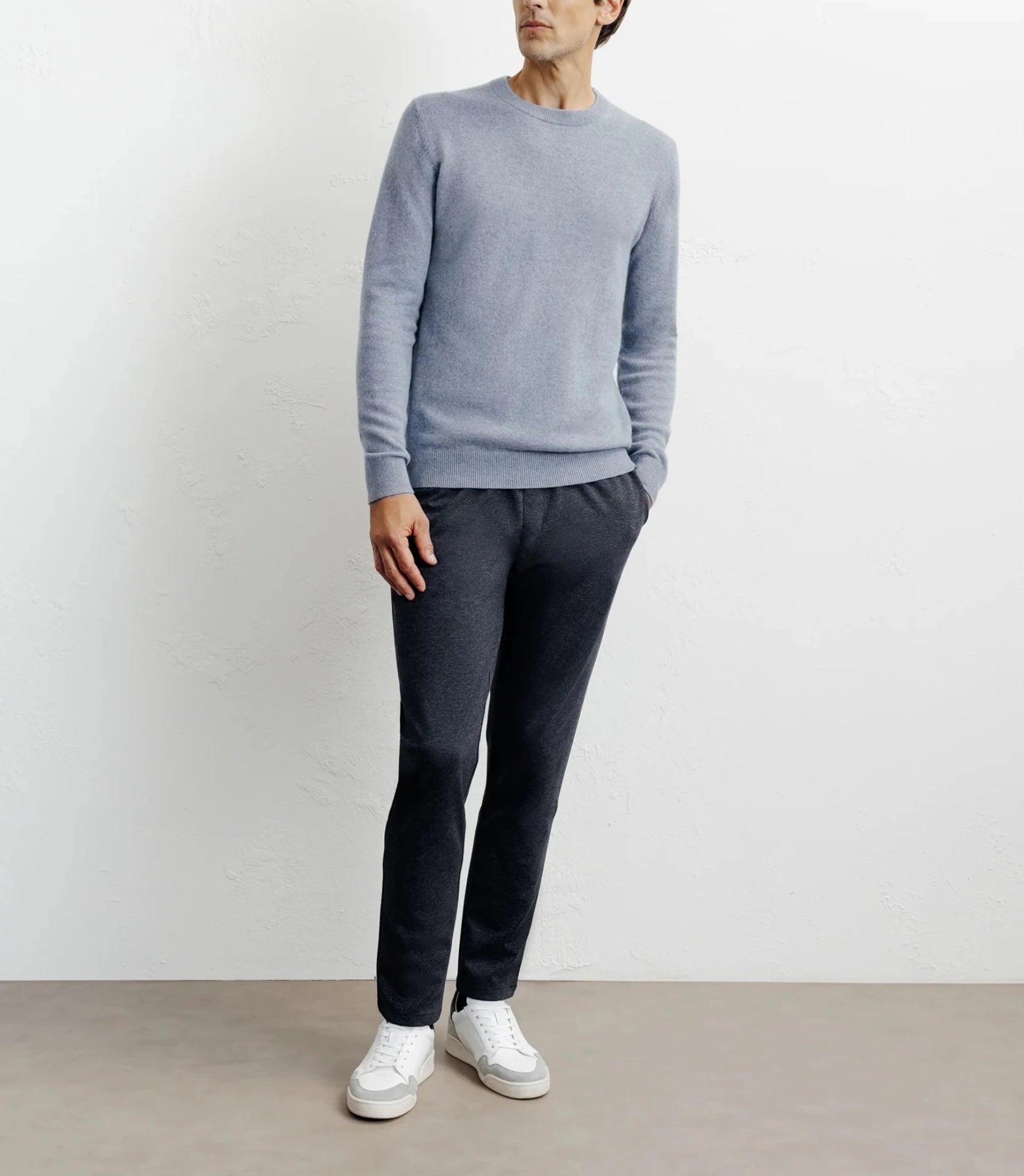 Pull col rond 100% cachemire indigo - IZAC