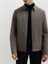 Blouson col chemise taupe