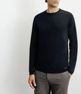 Long-sleeved round-neck knitted sweater, black