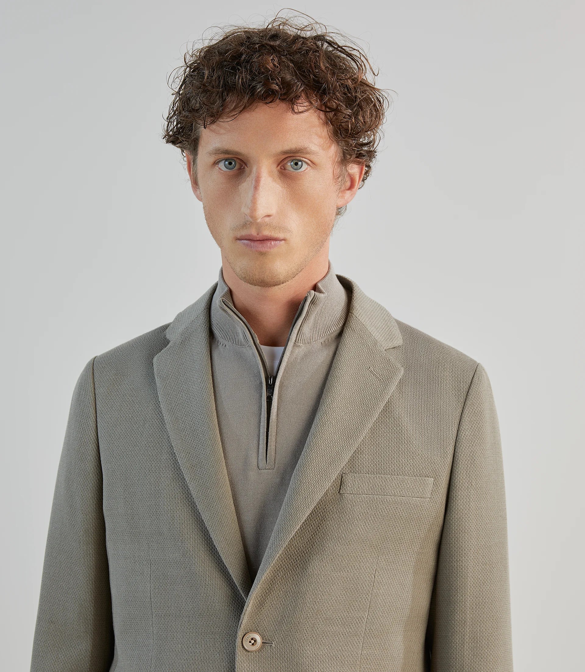 Veste casual en tissu armuré taupe - IZAC