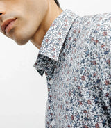 Blue floral print casual shirt