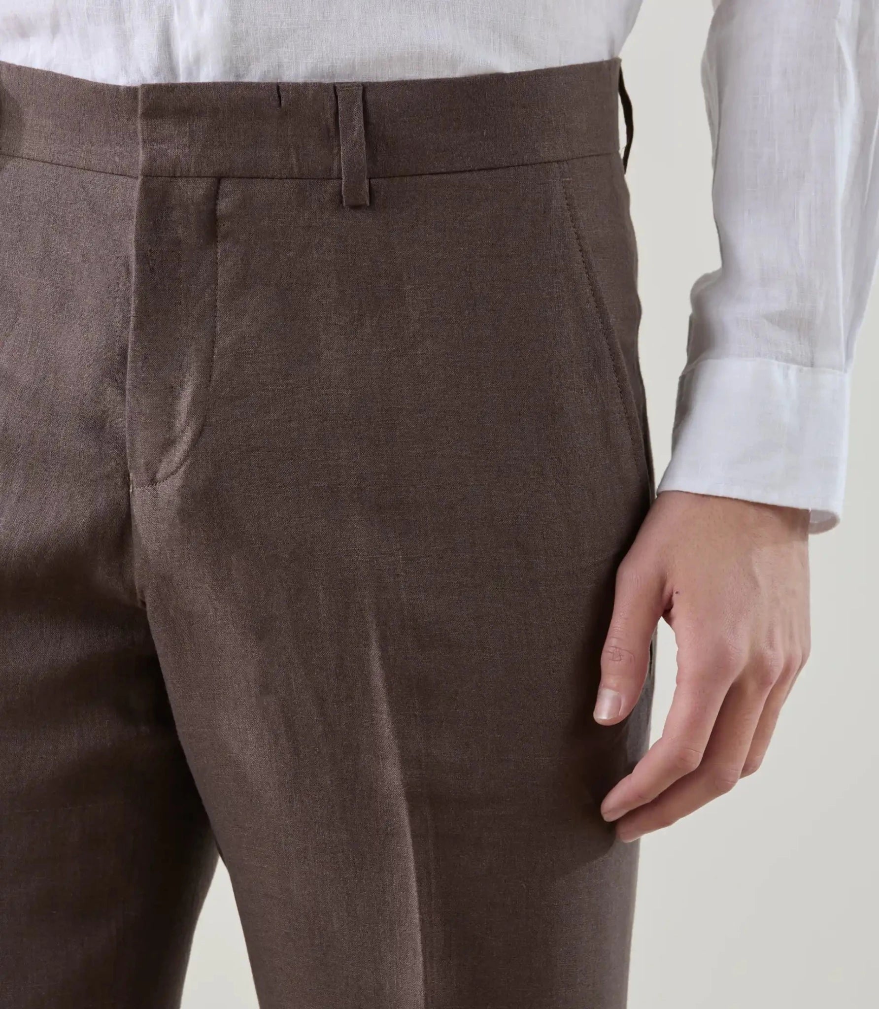 Pantalon ville 100% lin marron - IZAC