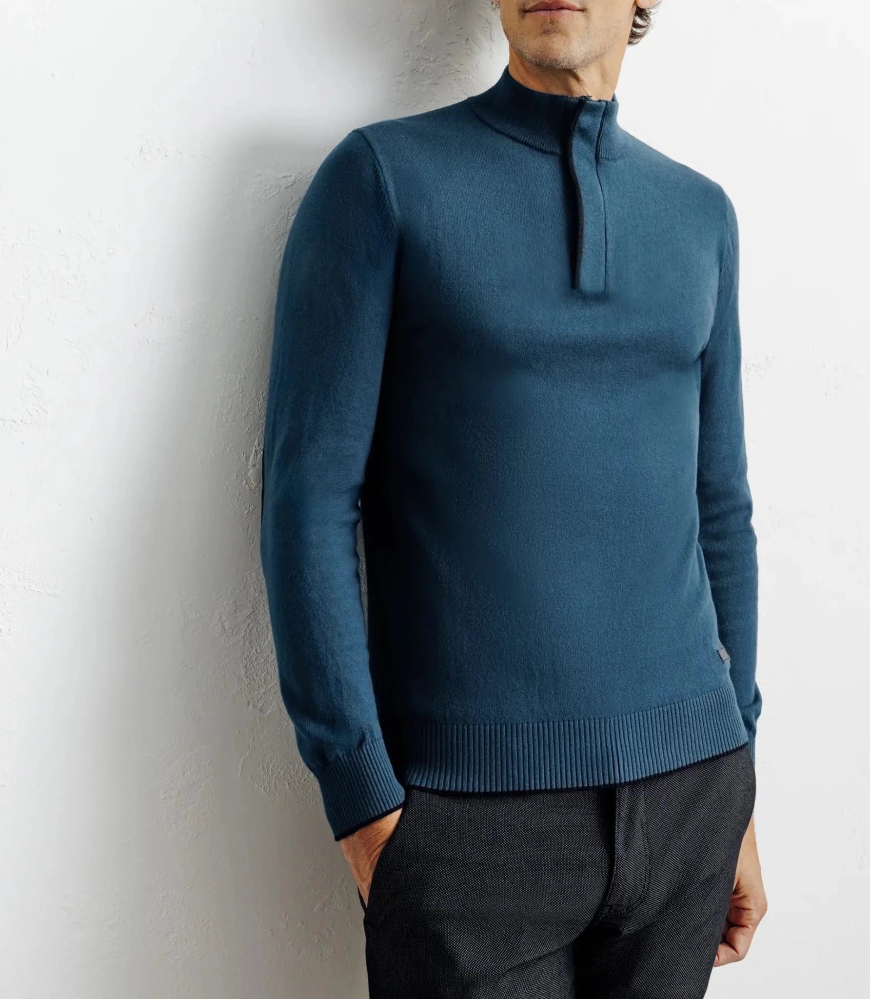 Pull col montant demi zippé canard