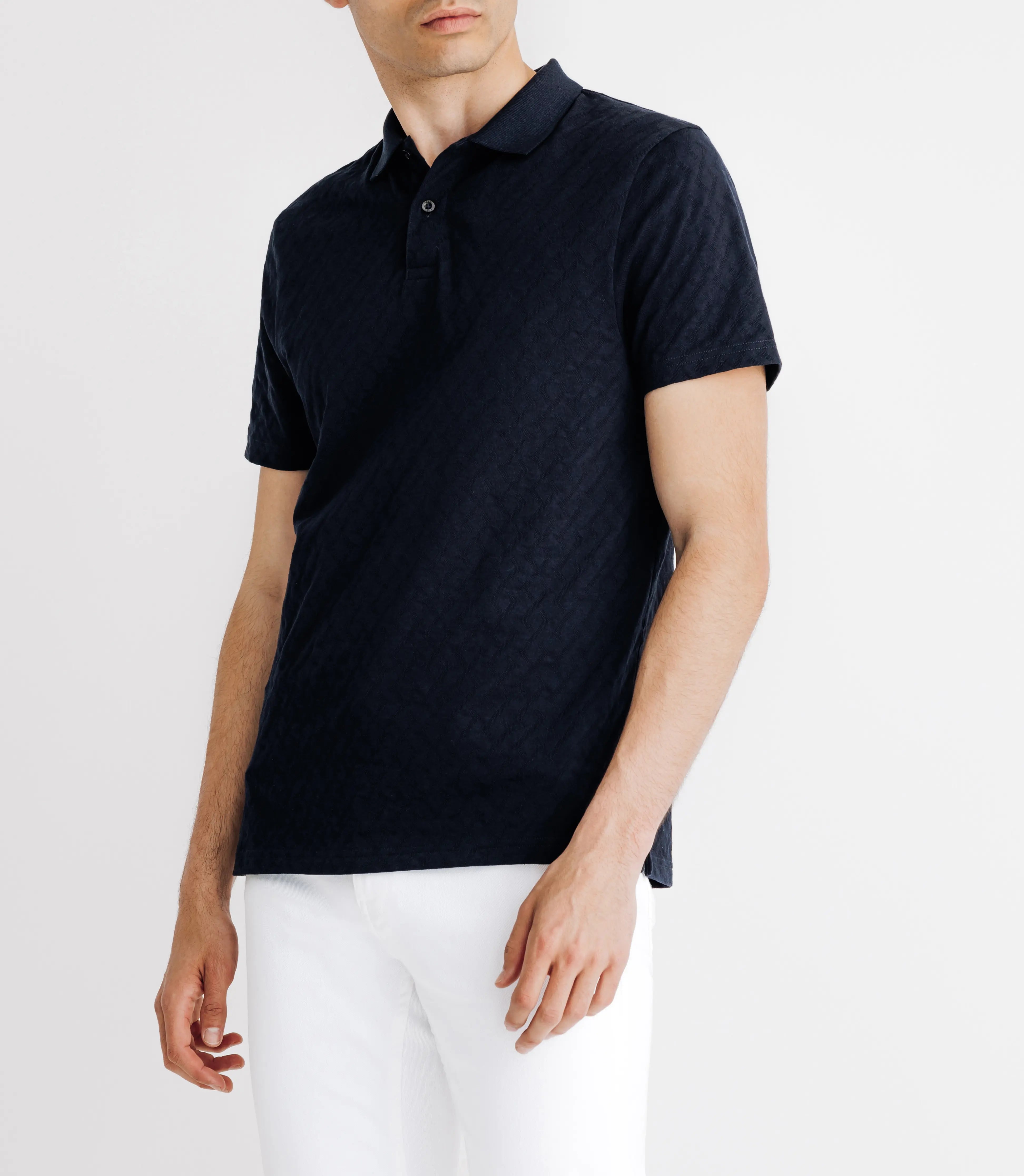 Polo en jacquard marine - IZAC