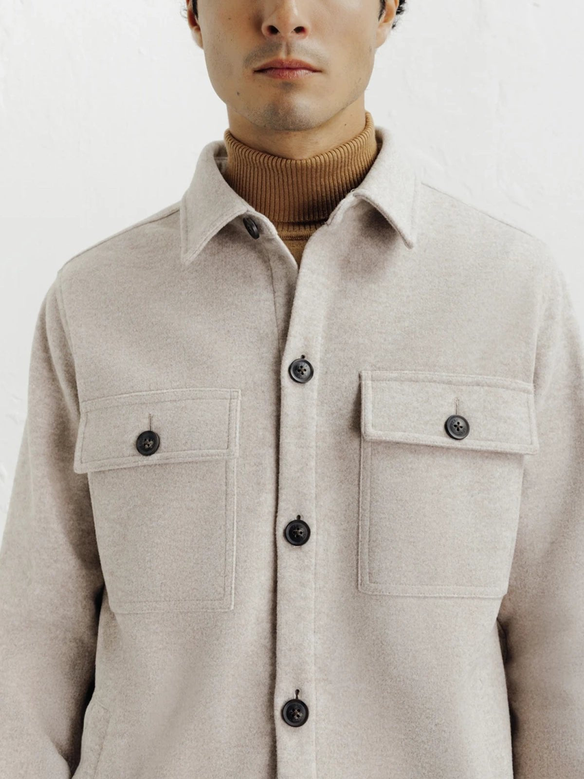 Veste casual col chemise beige