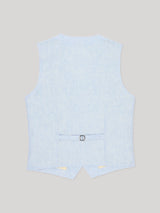 Gilet ville 100% lin bleu ciel