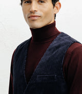 Gilet ville en velours côtelé marine