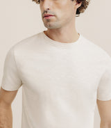 T-shirt col rond beige