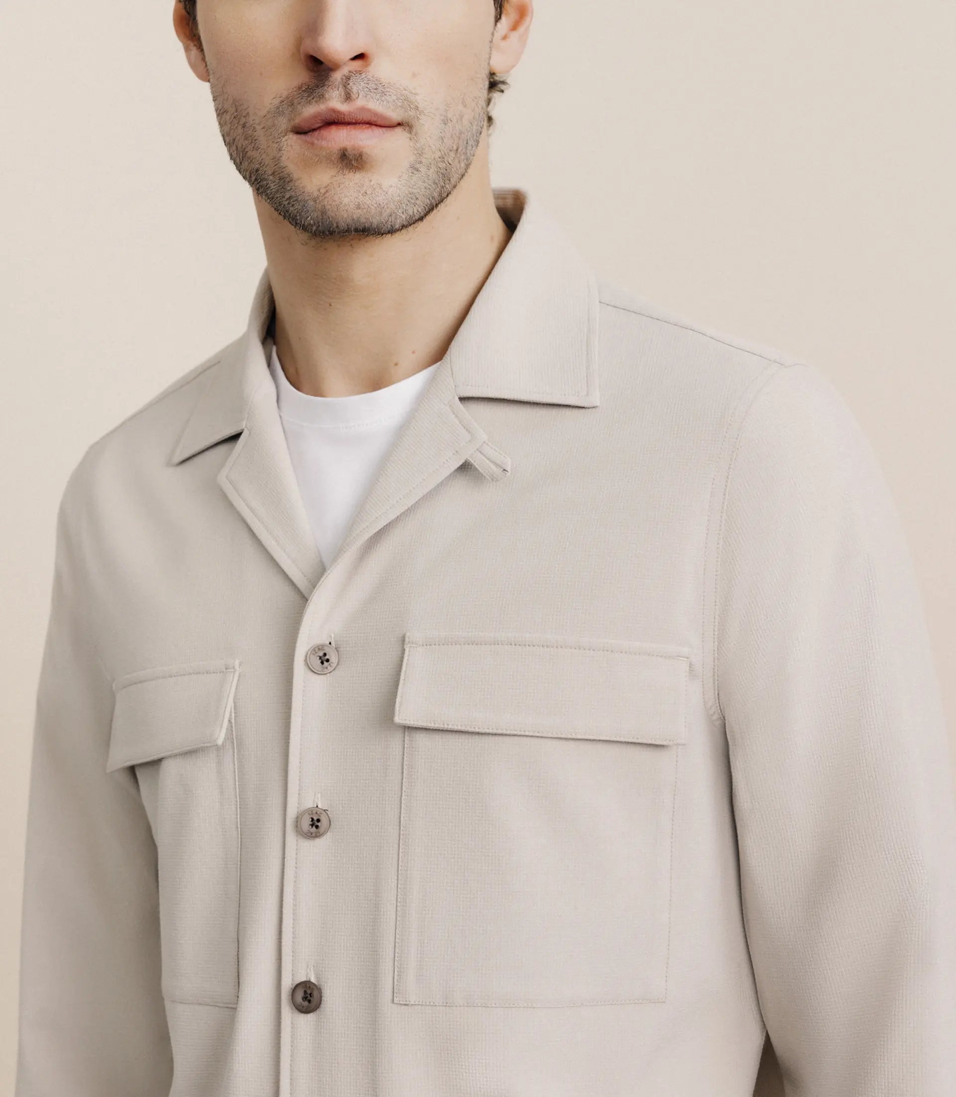 Surchemise avec col boutonné mastic - IZAC