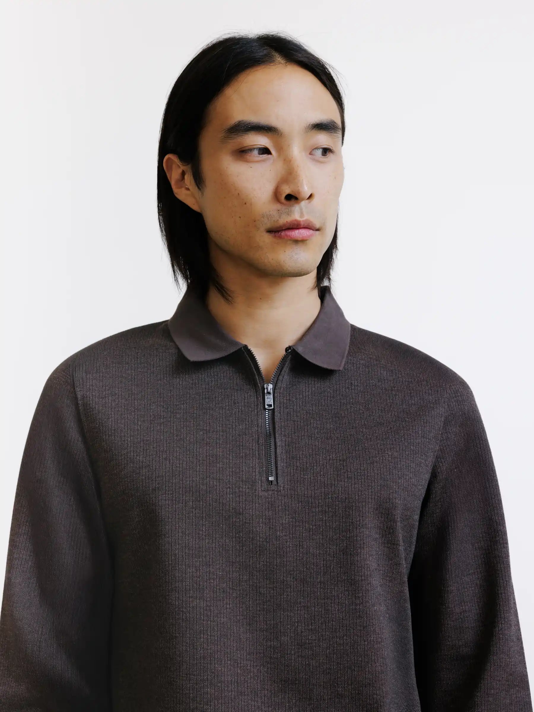 Polo zippé marron