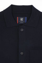 Navy button-down knit cardigan overshirt