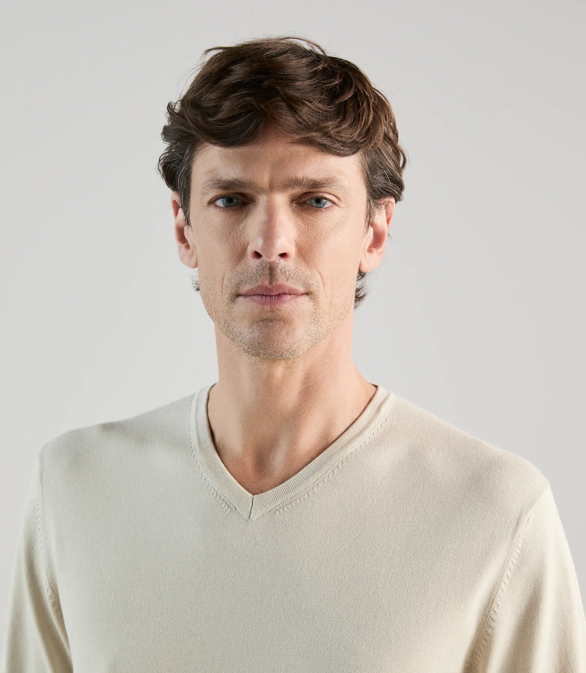 Pull col v beige clair - IZAC