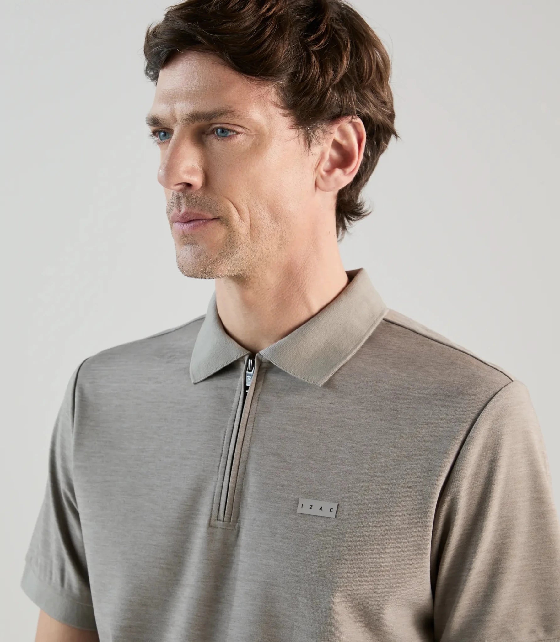 Polo en jersey col zippé beige - IZAC