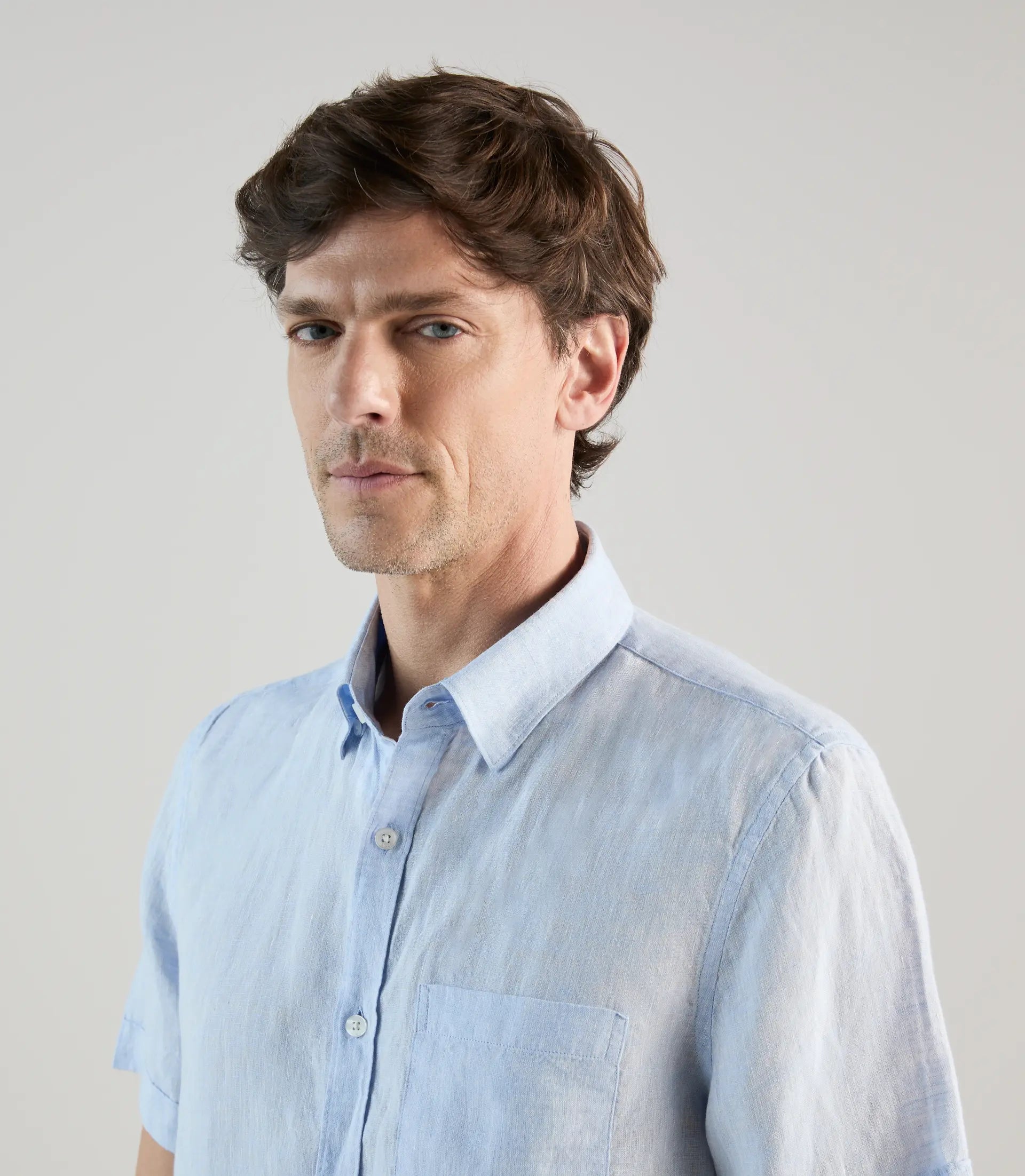 Chemise casual 100% lin ciel - IZAC