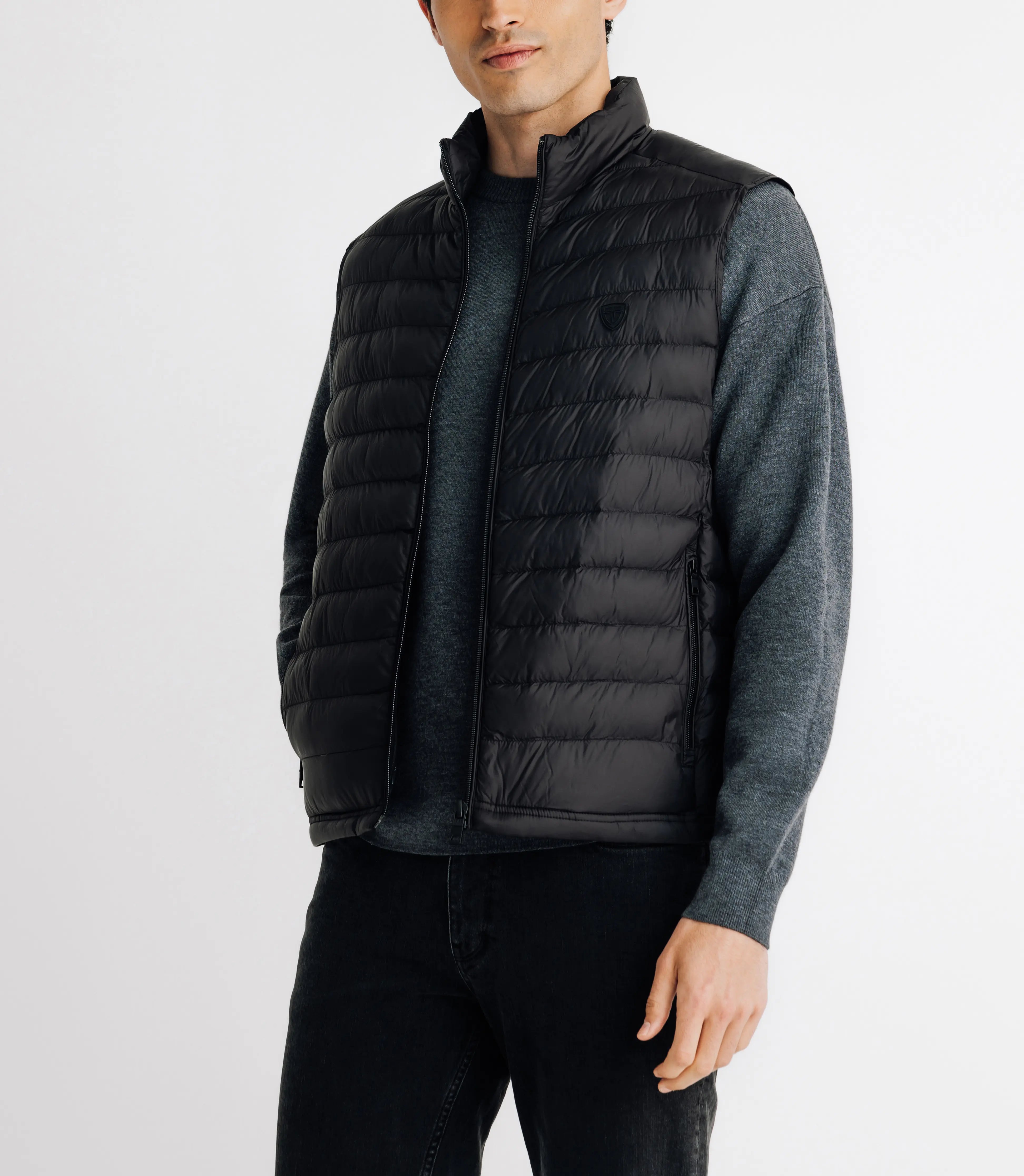 Doudoune sans manches à col montant noire - IZAC