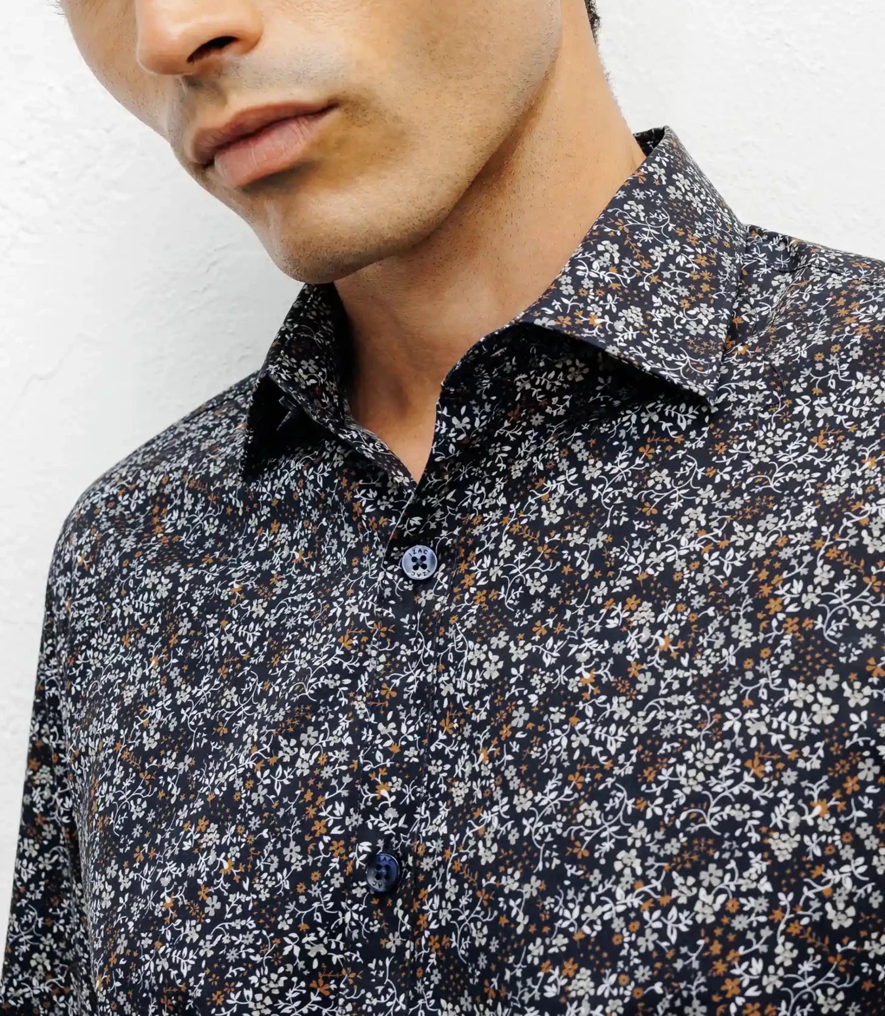 Navy floral print casual shirt