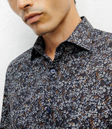 Chemise casual imprimé fleurs marine - IZAC