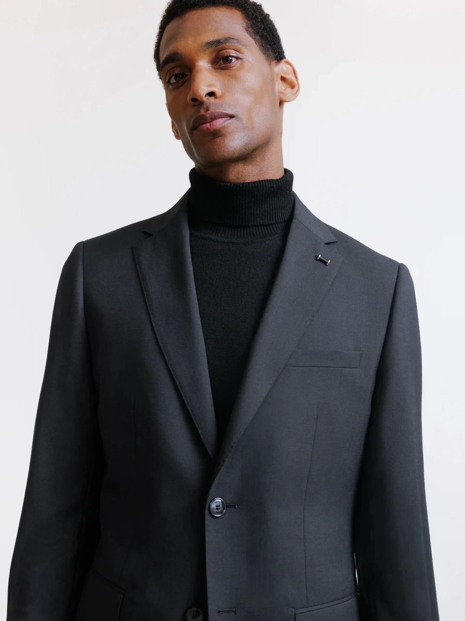 Black 100% Wool 2-Button Suit