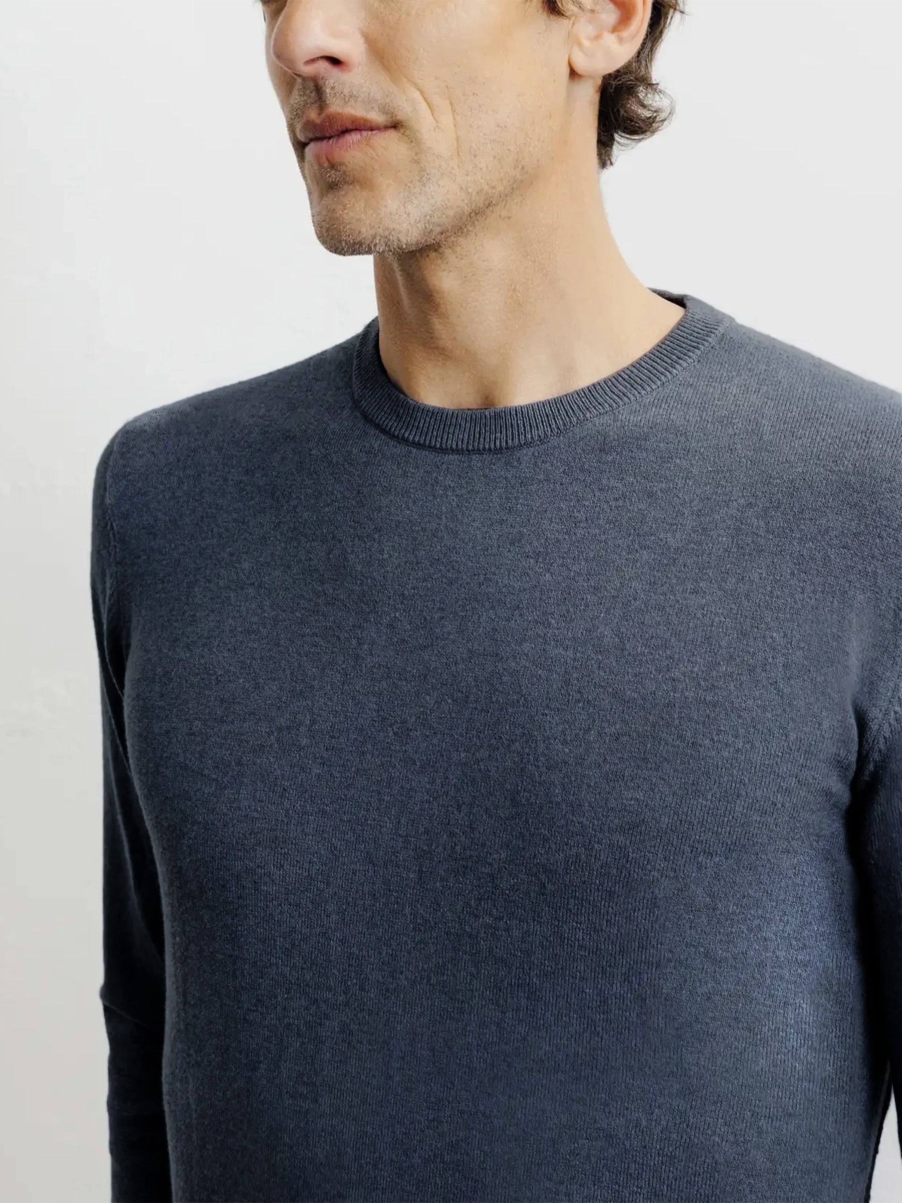 Indigo crew neck jumper