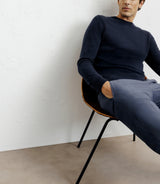 Pull col rond 100% cachemire marine