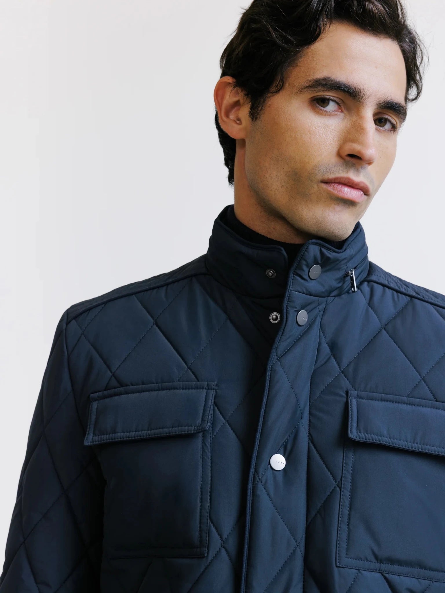 Navy high collar jacket