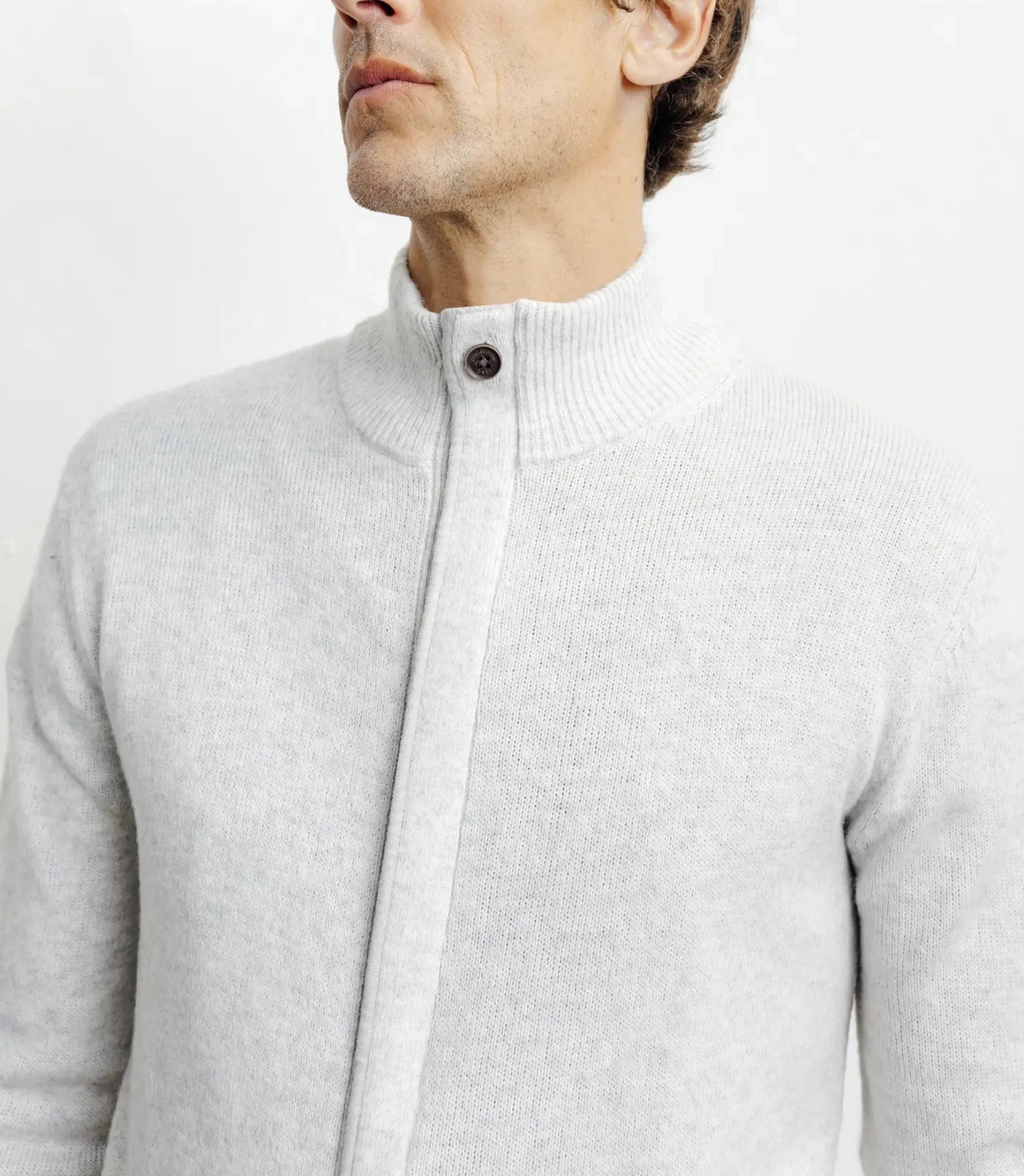 Gilet zip col montant gris chiné - IZAC