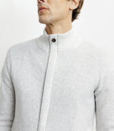 Chine grey zip vest with stand-up collar