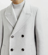 Grey wool blend pea jacket