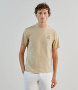 T-shirt col rond avec print beige - IZAC