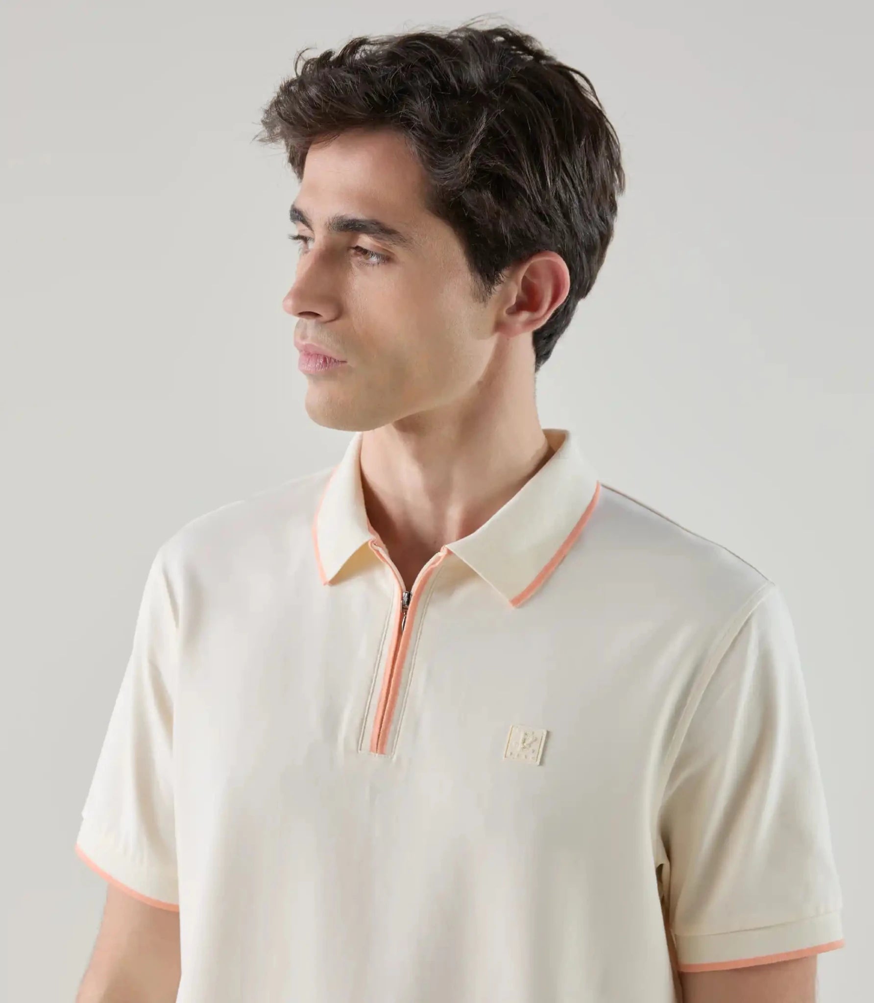 Polo col zippé orange clair - IZAC