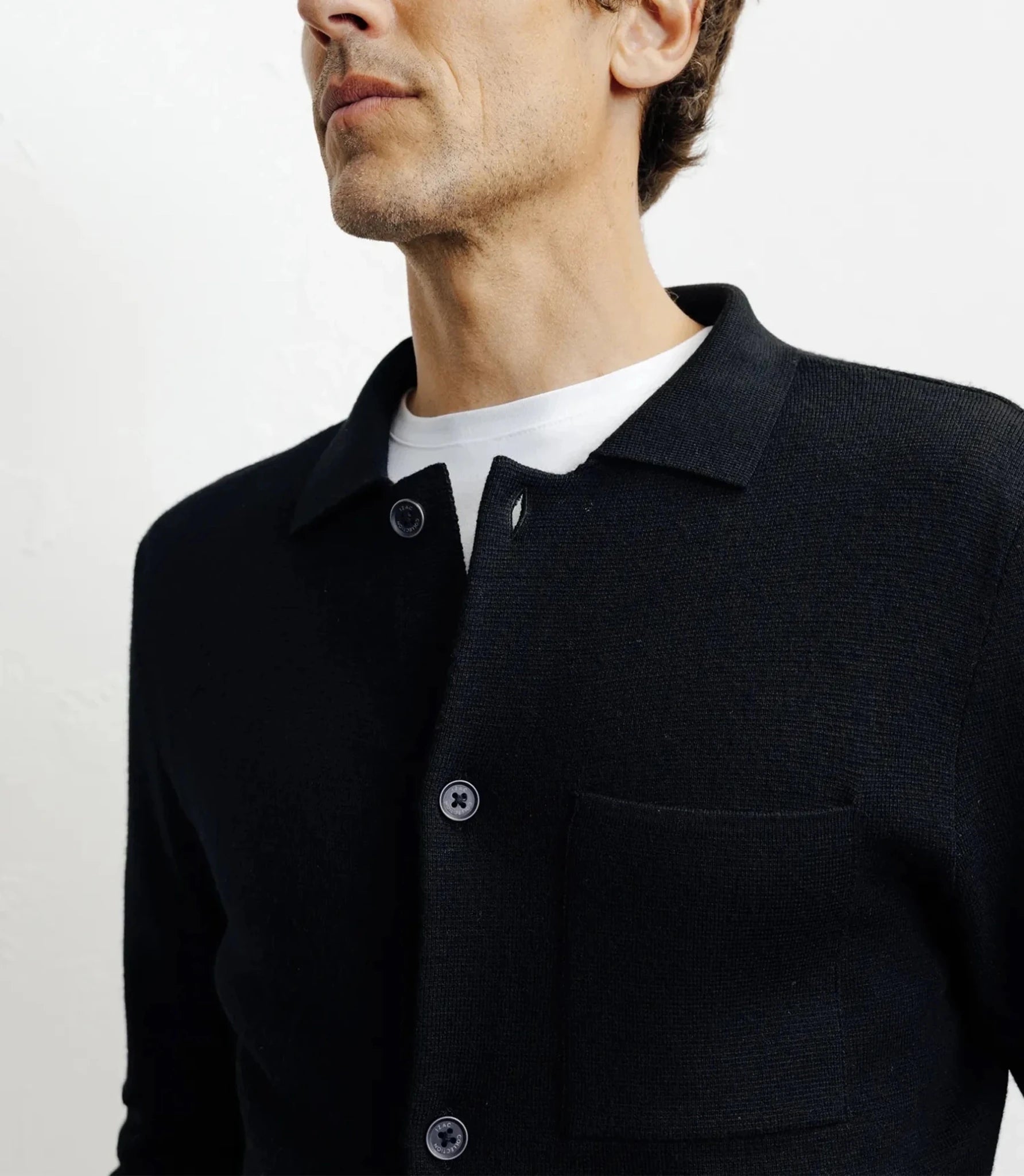 Cardigan surchemise en maille noir - IZAC