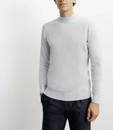 Pull col cheminée mérinos gris chiné