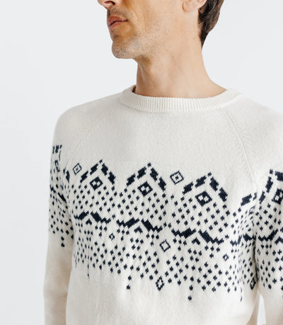 Pull en jacquard col rond écru - IZAC