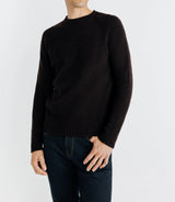 Pull lambswool col rond marron - IZAC