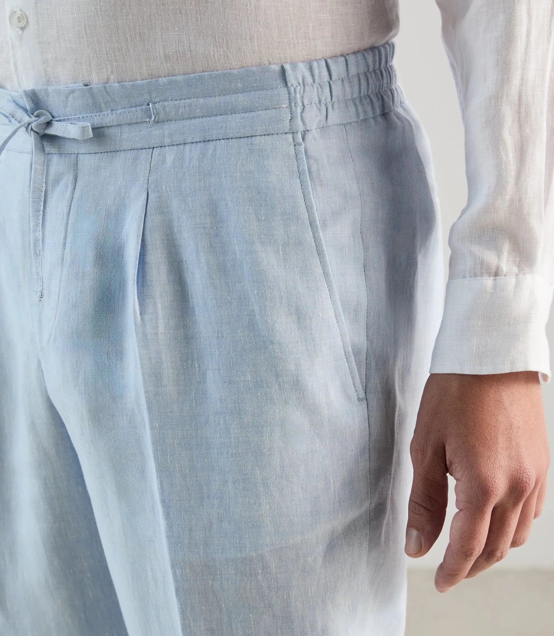 Pantalon ville 100 % lin bleu ciel - IZAC