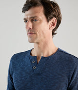 T-shirt à manches courtes avec col tunisien marine - IZAC