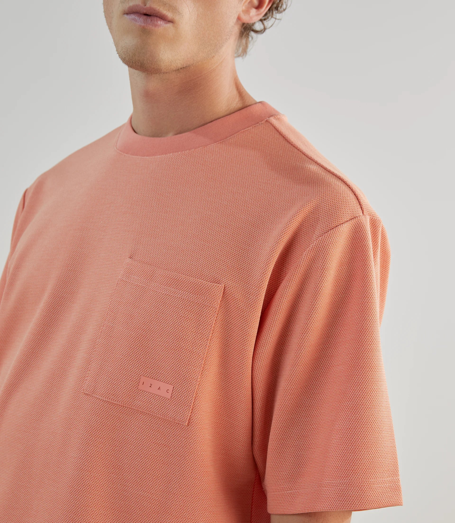 T-shirt col rond en jeu de points orange - IZAC