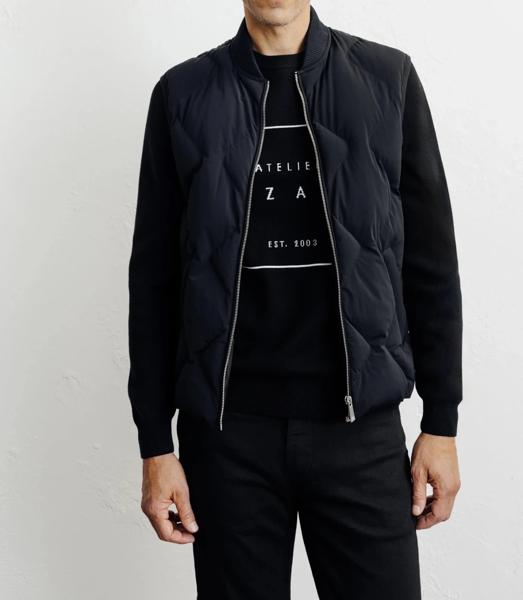Sleeveless padded jacket, black