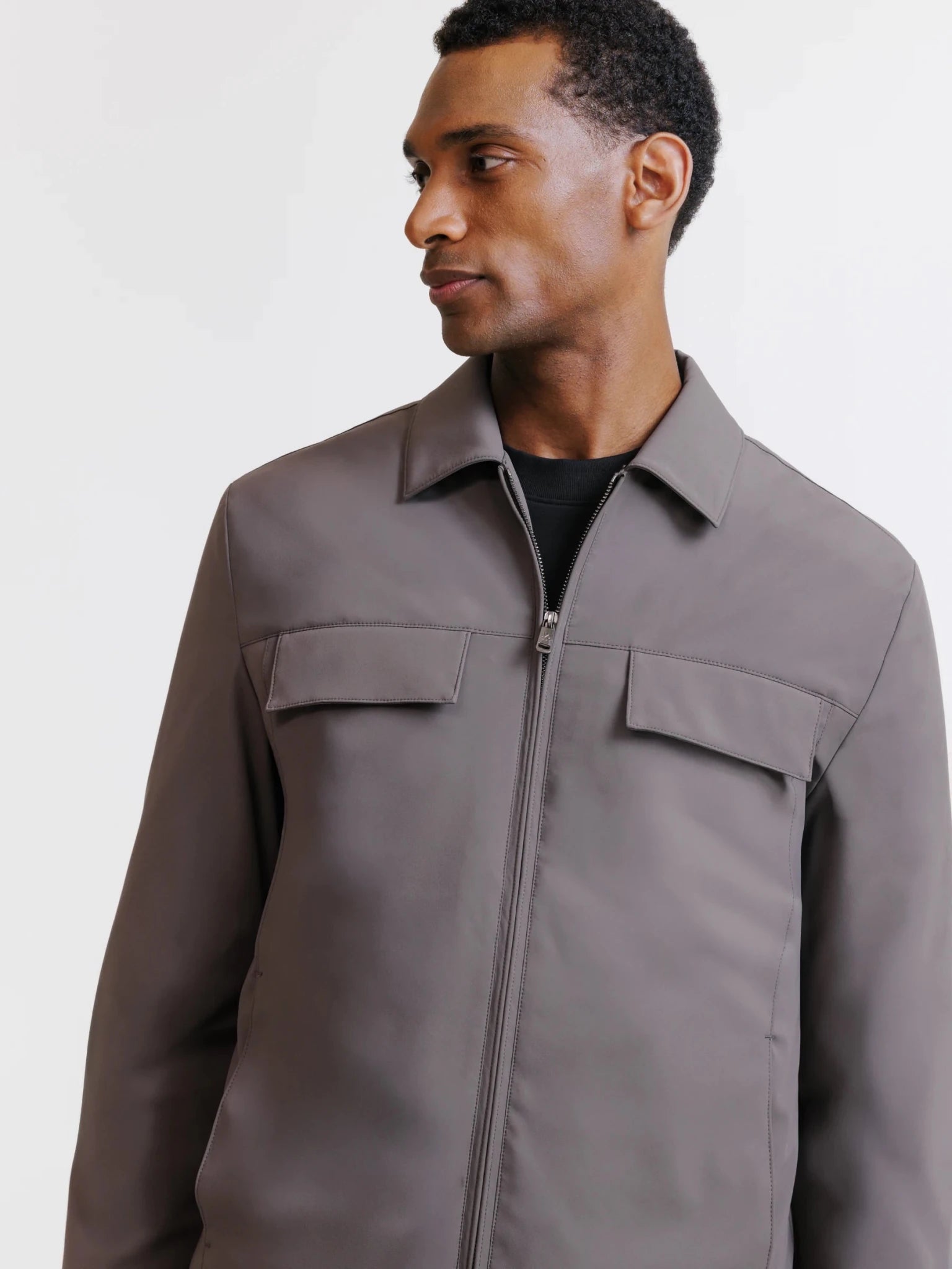Blouson col chemise taupe - IZAC