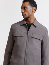 Blouson col chemise taupe