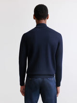 Navy pleated chino trousers