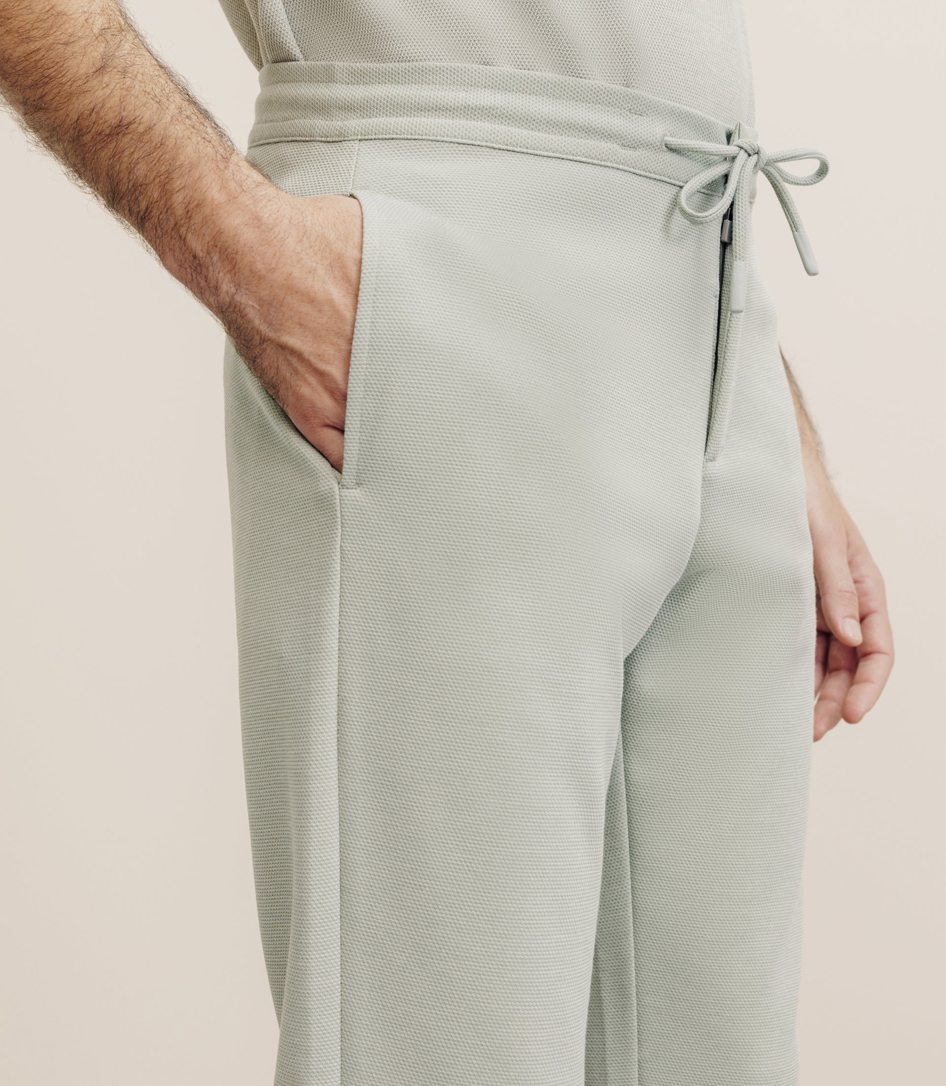 Pantalon élastiqué kaki