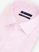 Chemise slim en satin de coton rose clair