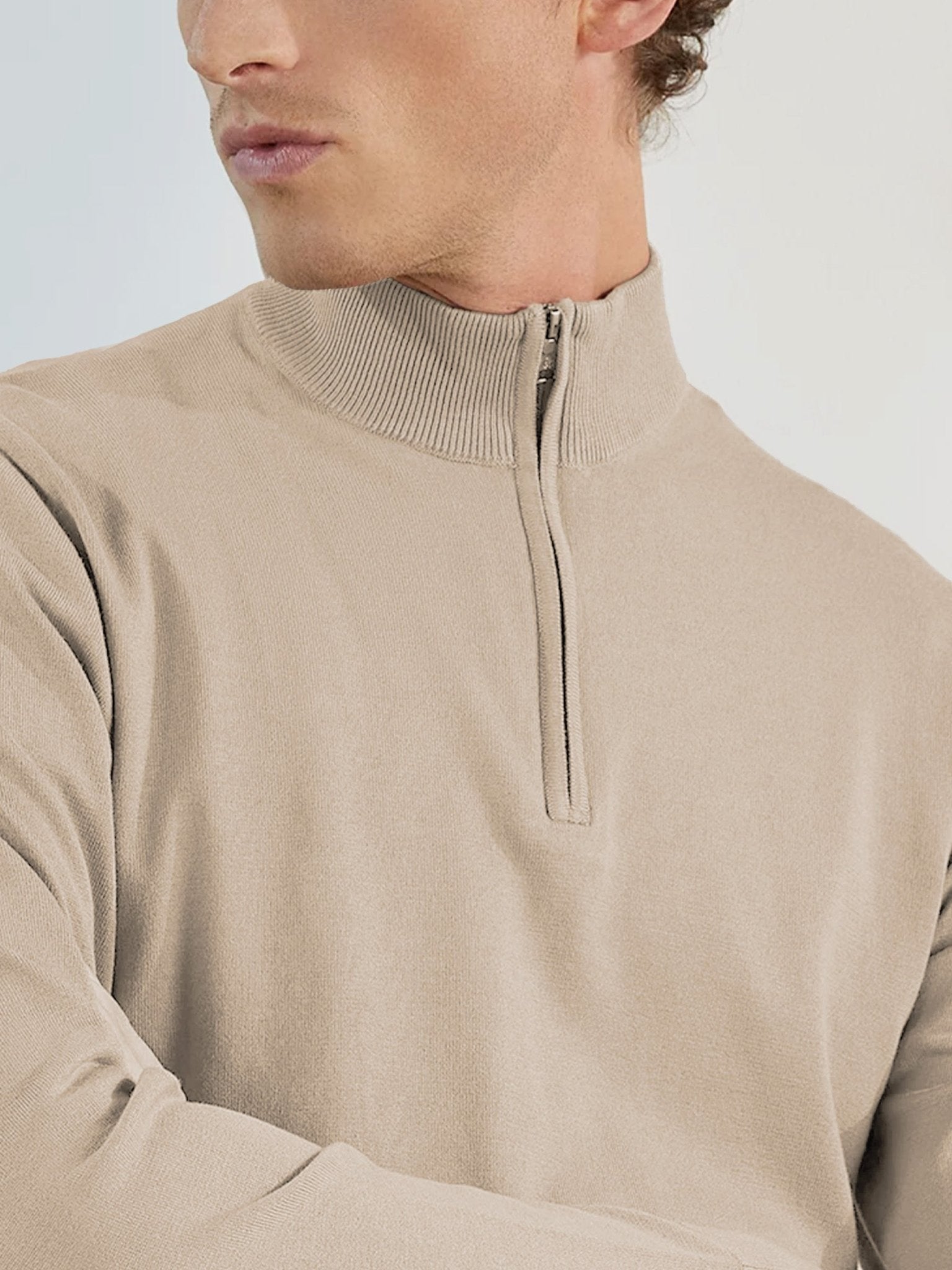 Pull col zip beige - IZAC