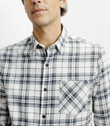 Chemise casual à petits carreaux écru