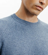 Round-neck wool sweater indigo
