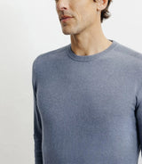Round-neck sweater in indigo cotton